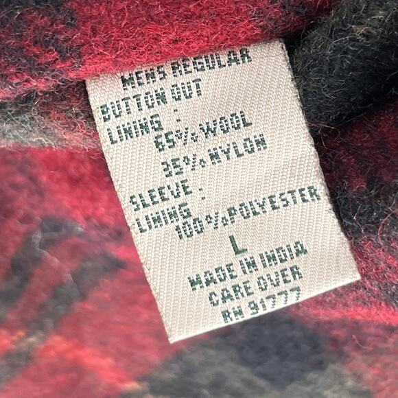 LL BEAN Jacket Mens L Canvas Barn Chore Field Coat Wool Plaid Flannel Lined Gray - Picture 13 of 16